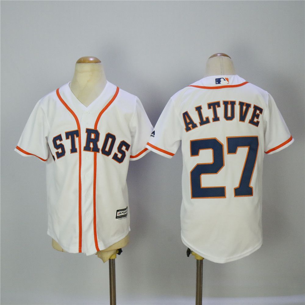 Youth Houston Astros #27 Altuve White MLB Jerseys